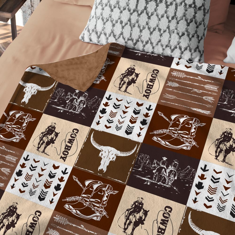 Western Baby Blanket for Boys Girls Soft Minky Bed Blanket