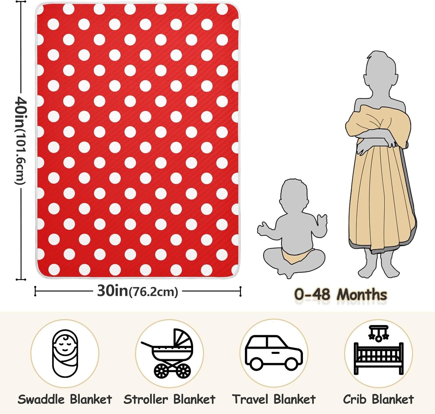 Emelivor Polka Dot Baby Blanket for Girls Boys