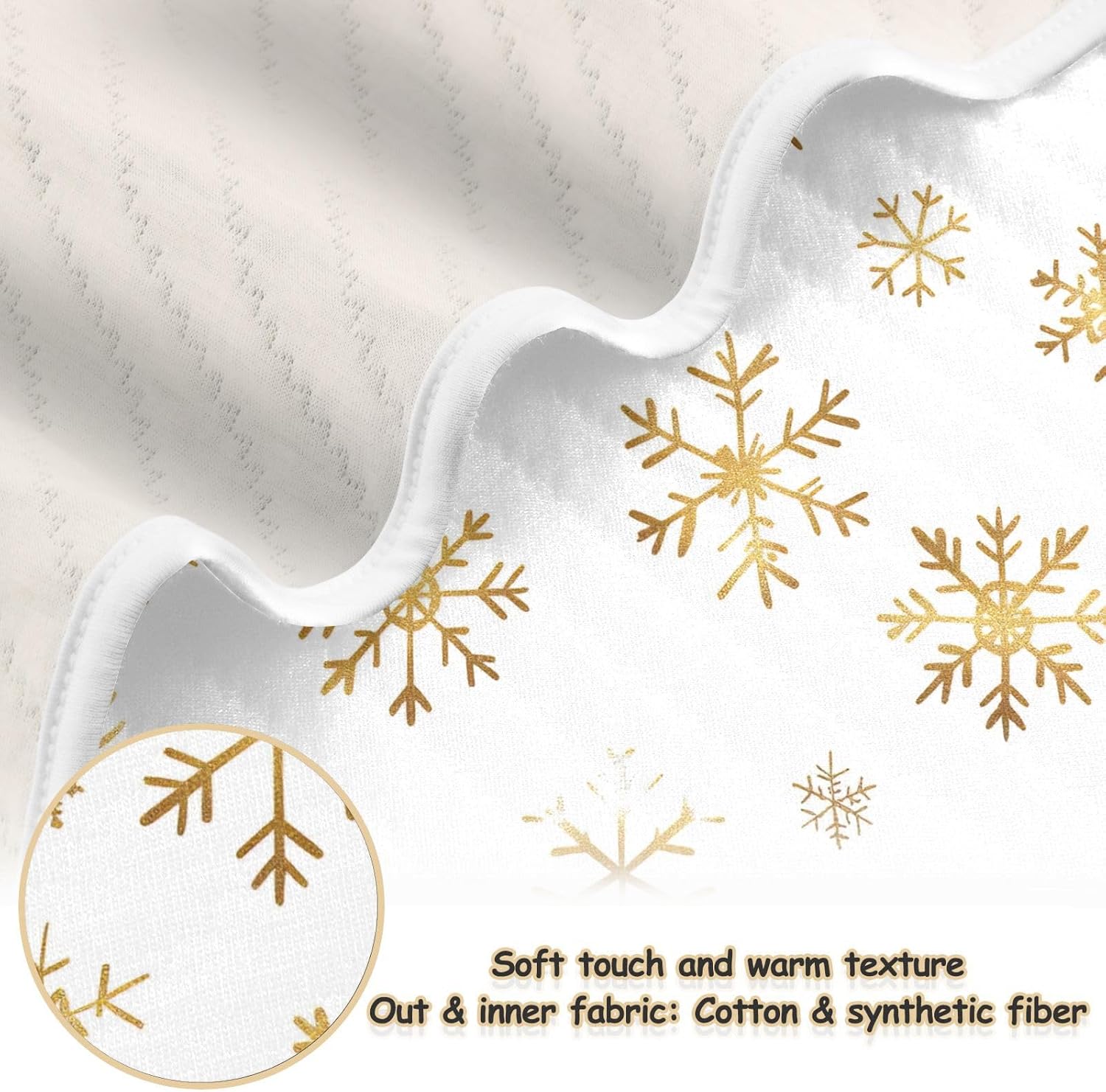 KJIZMO Gold Snowflake Baby Blanket 30x40 1