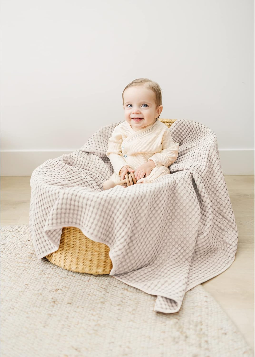Konssy Waffle Baby Blanket - Soft Cozy Swaddle Blanket