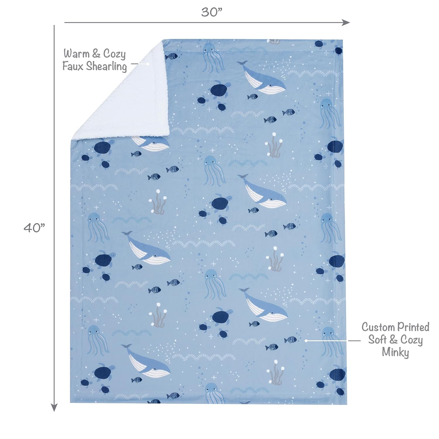 Lambs Ivy Bubbles Squirt Whale Blanket