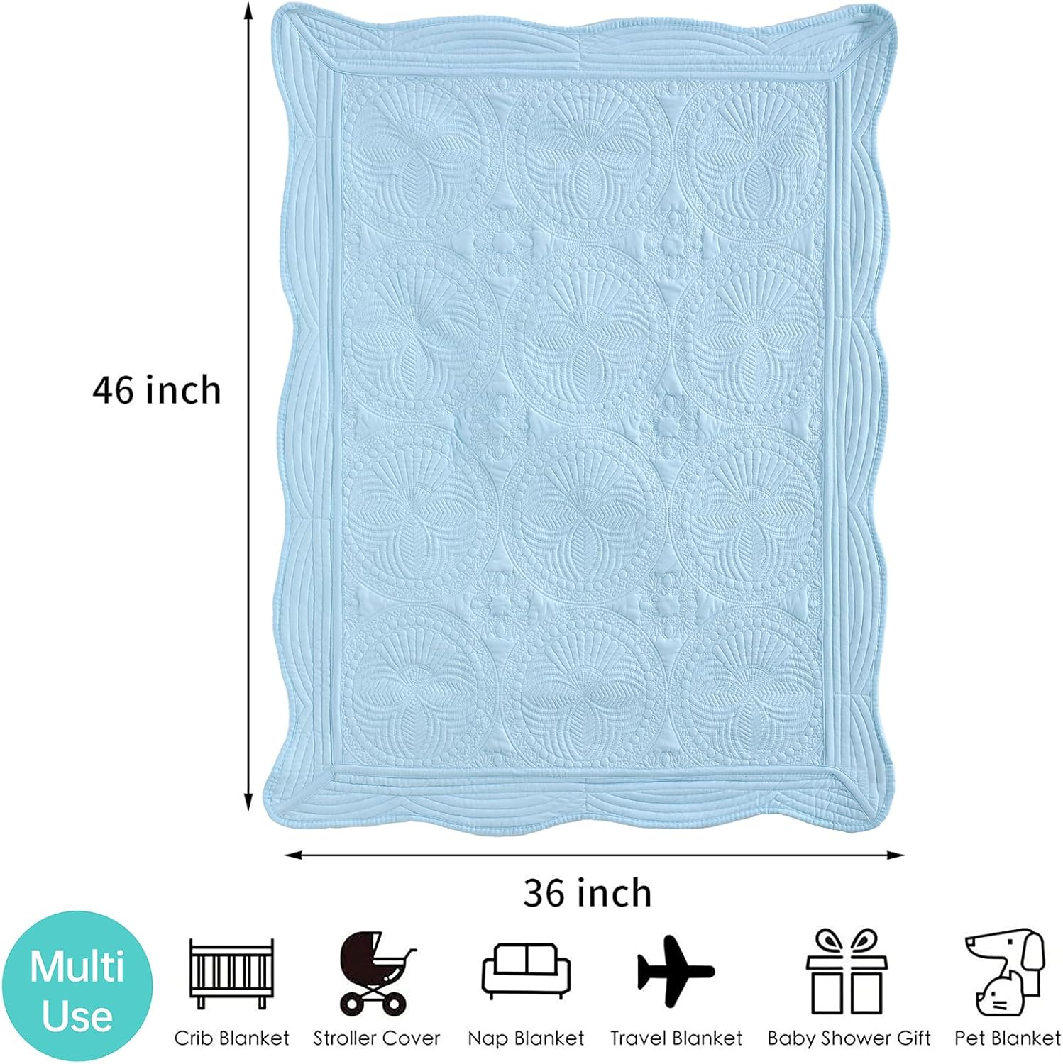 MONOBLANKS Baby Quilt Personalized Monogram Lightweight Embossed Throw Blanket 1