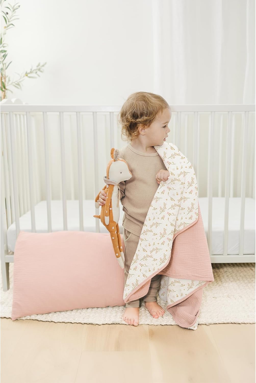 Konssy Muslin Blanket 40x36 Inch Floral Baby Blanket
