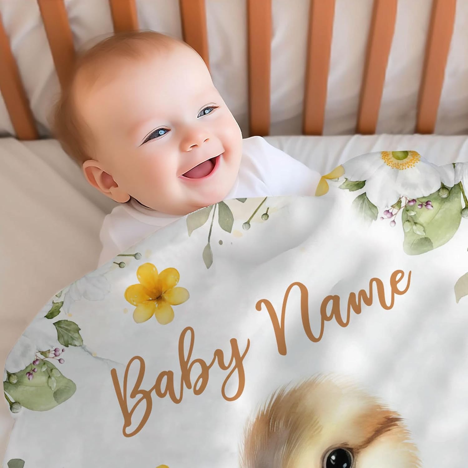 LNG Personalized Name Baby Blanket with Cute Duck Design