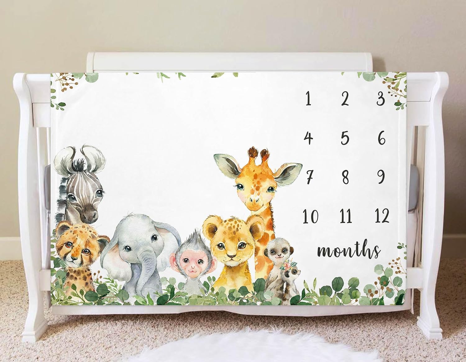 Yuzioey Safari Animals Milestone Blanket 50x40