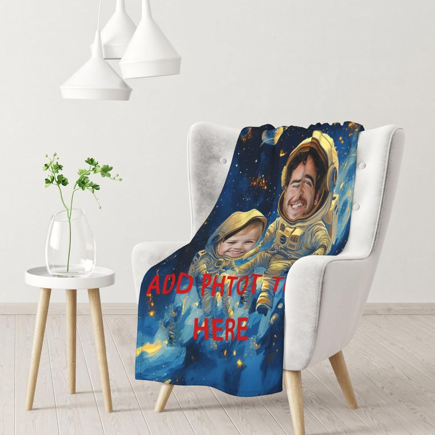 Custom Astronaut Blanket for Baby Boy with Name Photo