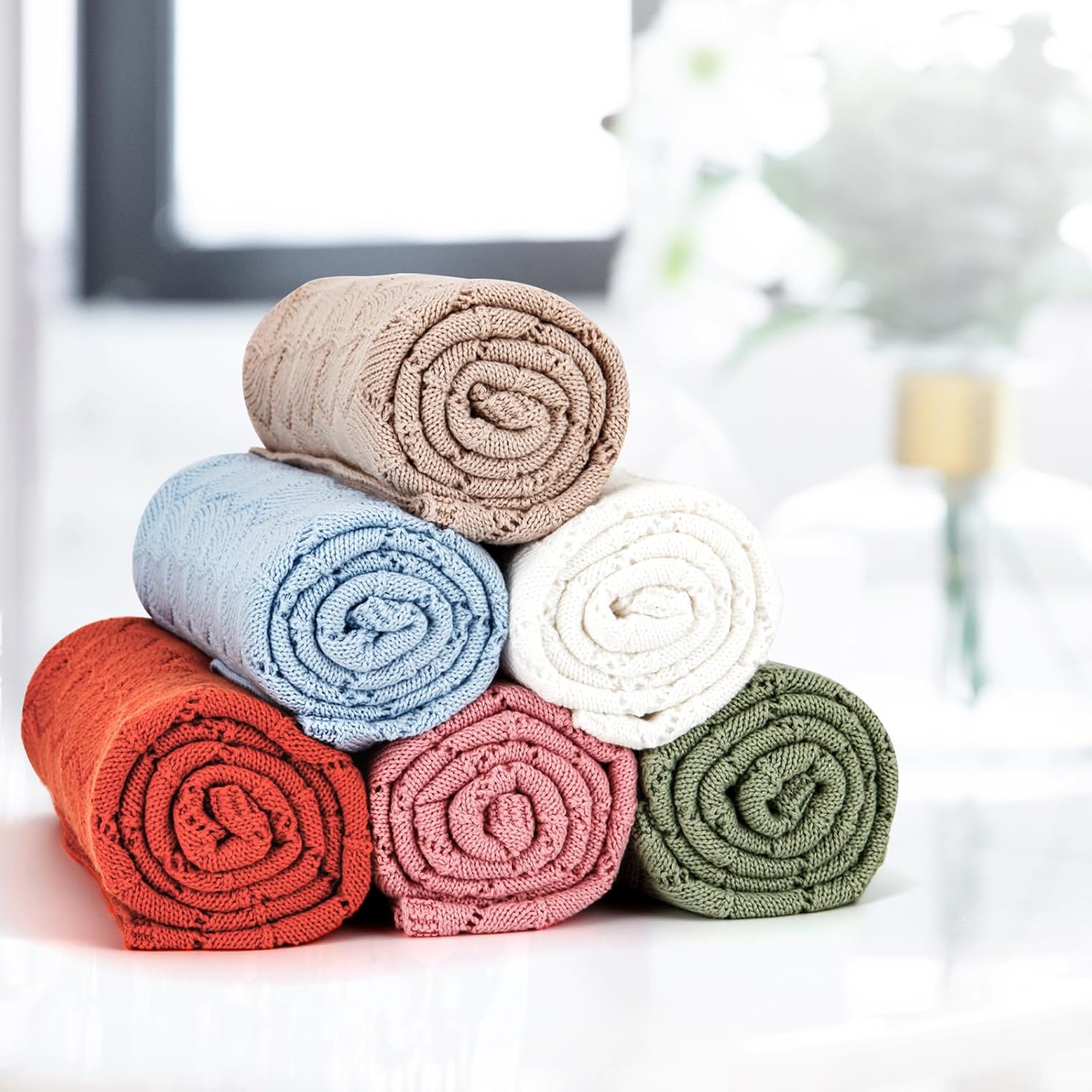Loyfoky Baby Blanket 100 Cotton Soft Breathable Beige 30x40
