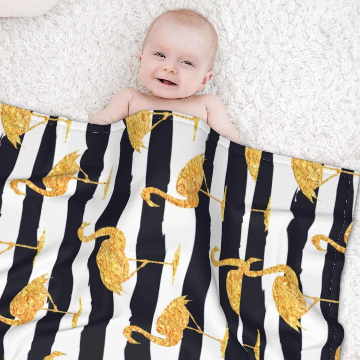 Salelf Gold Flamingo Baby Blanket 30x40 Inch