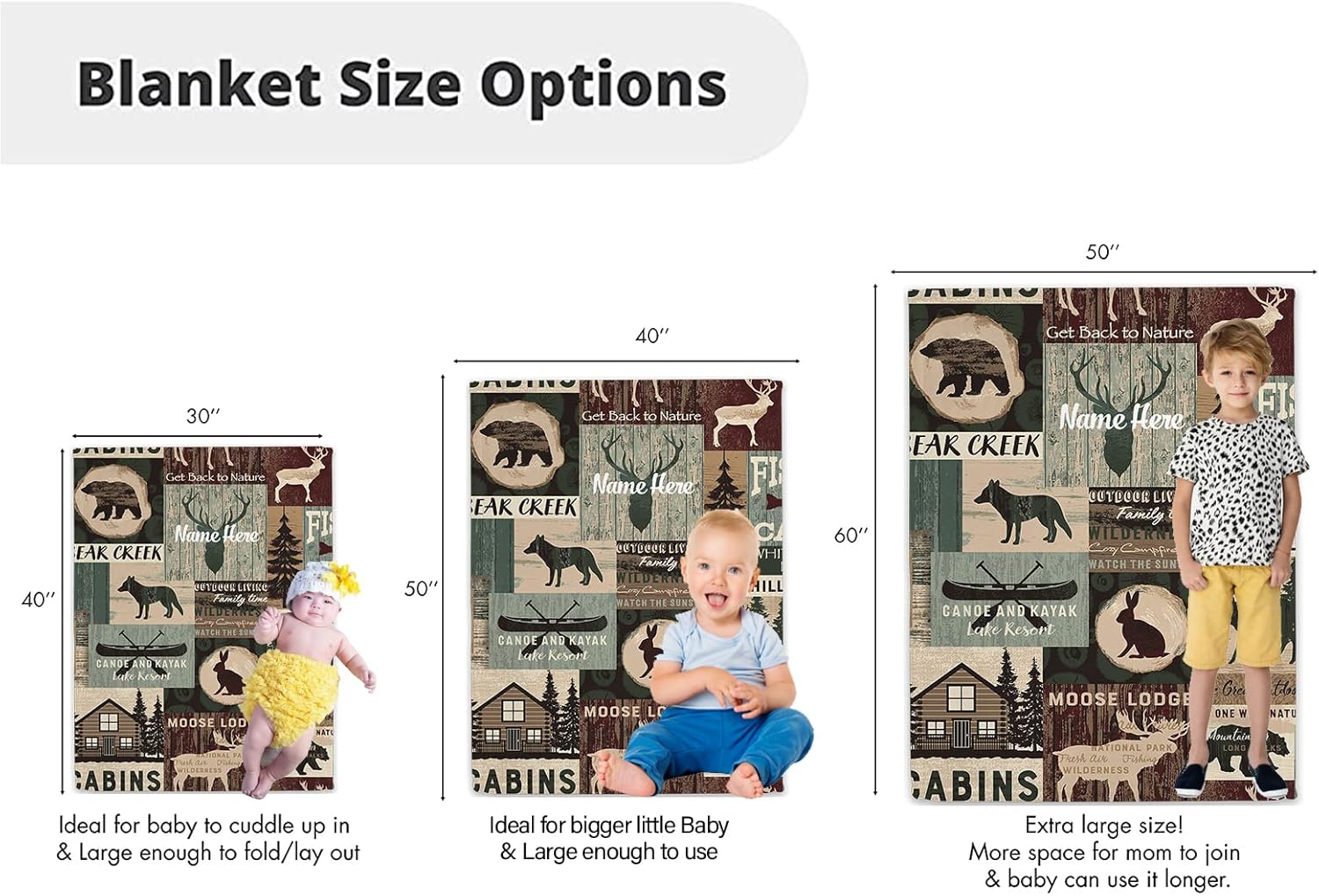 Personalized Woodland Baby Blanket with Name
