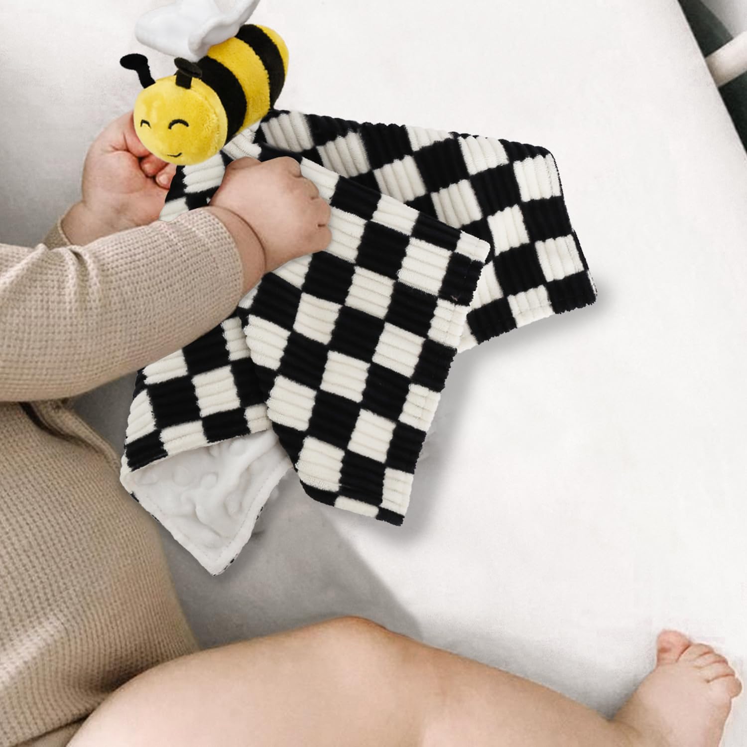 Baby Lovey Blanket with Bee Stuffed Animal 14 Inch
