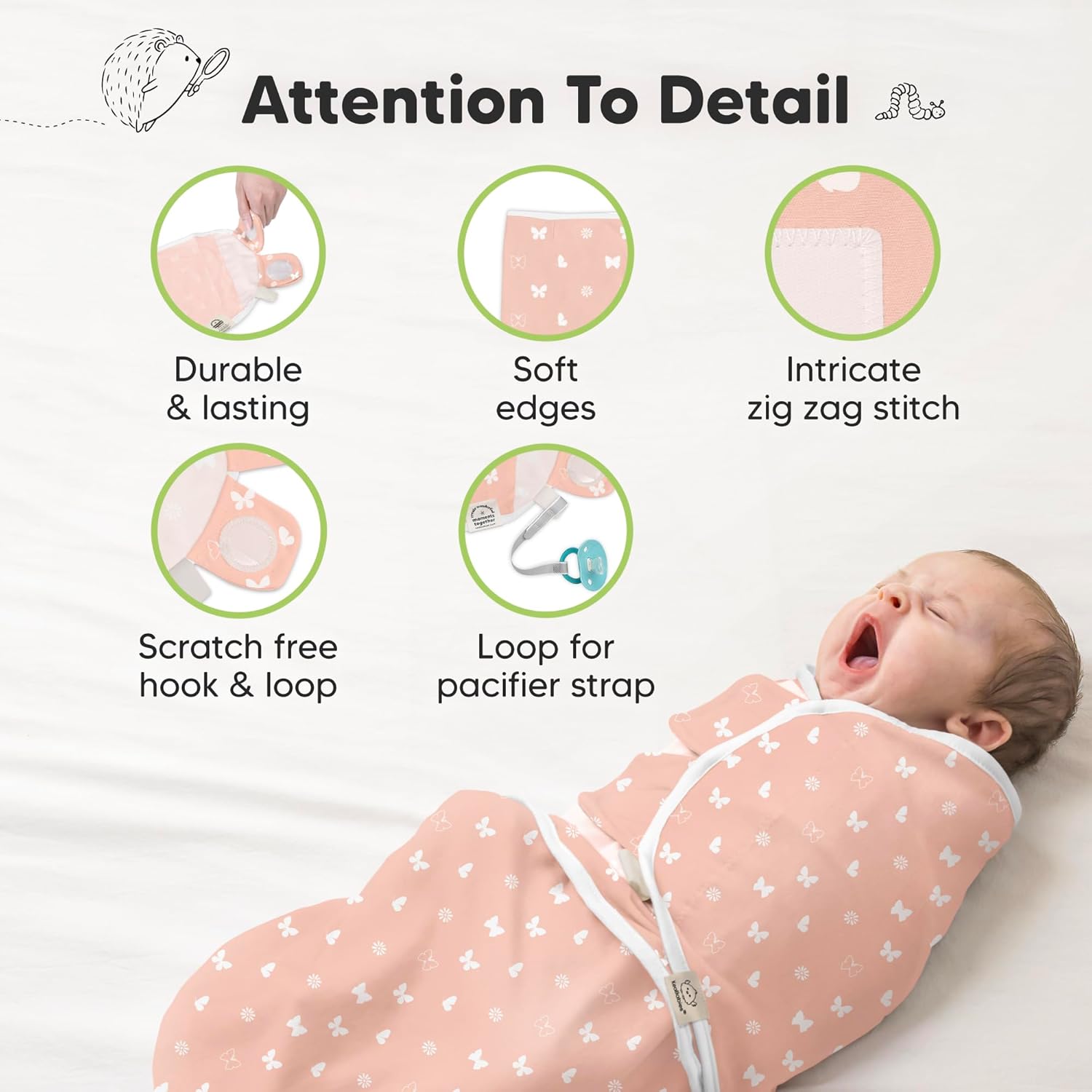 KeaBabies 3-Pack Organic Sleep Sacks for Newborns 0-3 Months