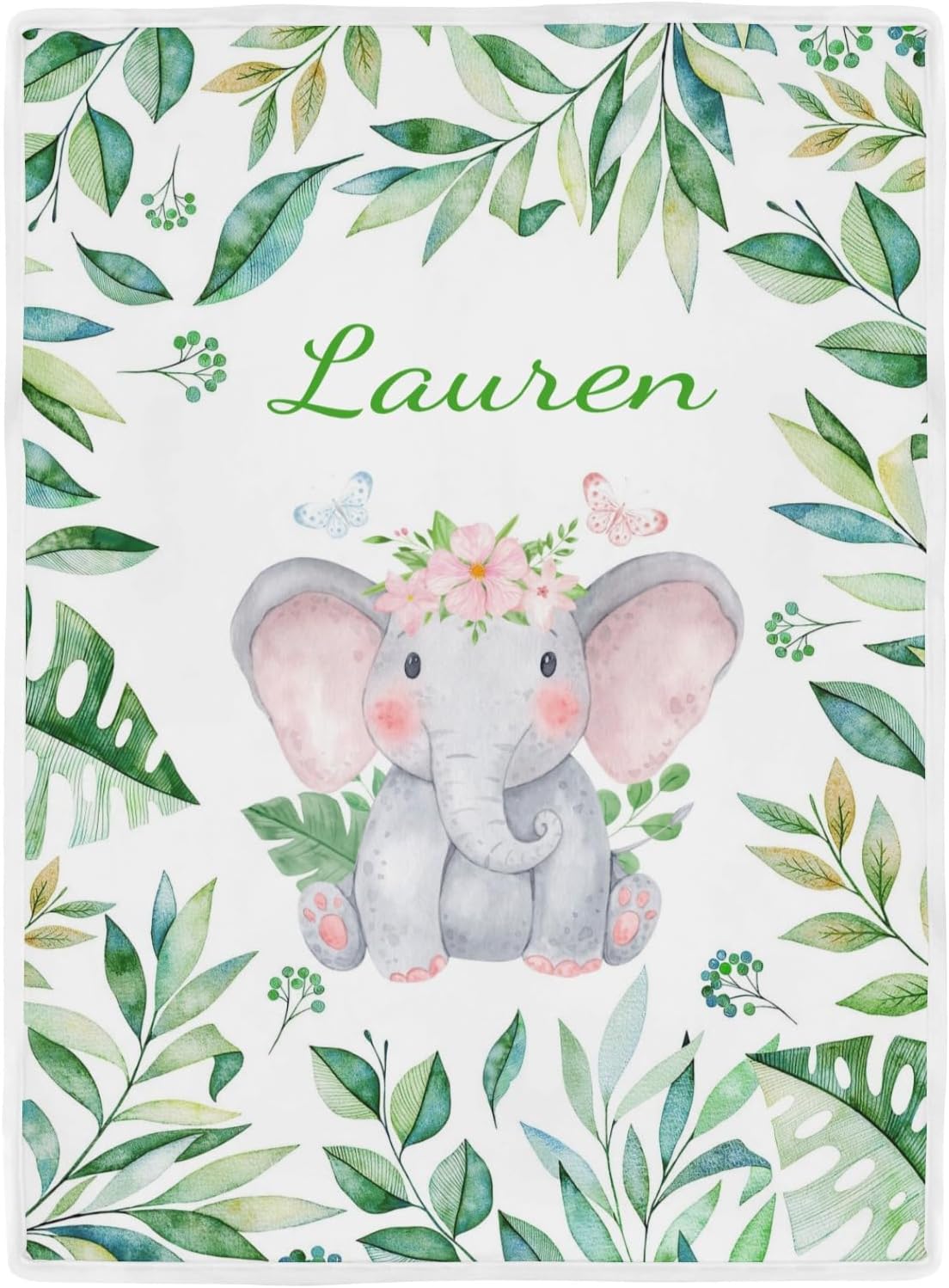 Deven Green Leaves Elephant Cooling Blanket for Toddler Customized 30x40 Inch