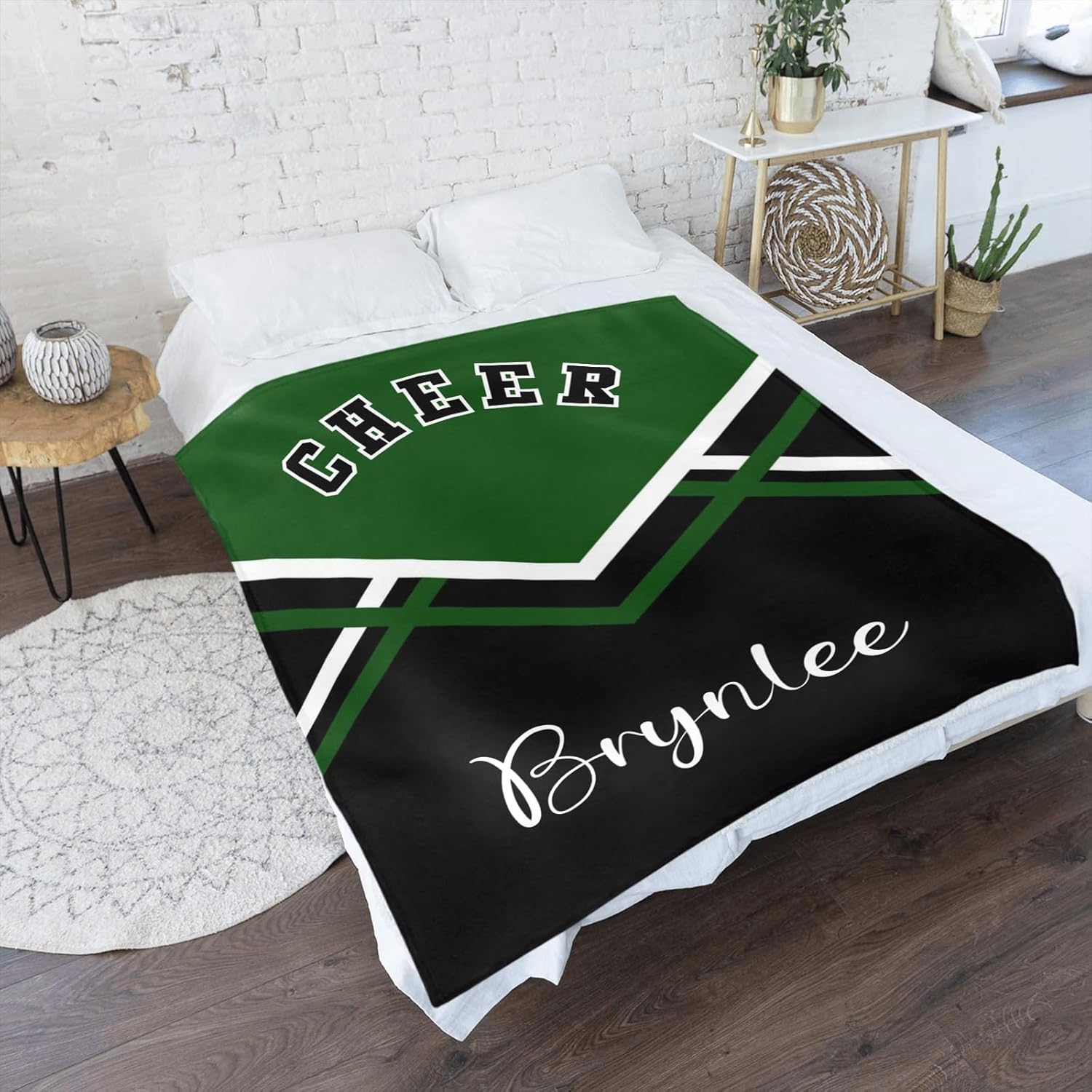 Custom Dark Green Baby Blanket with Name for Newborn