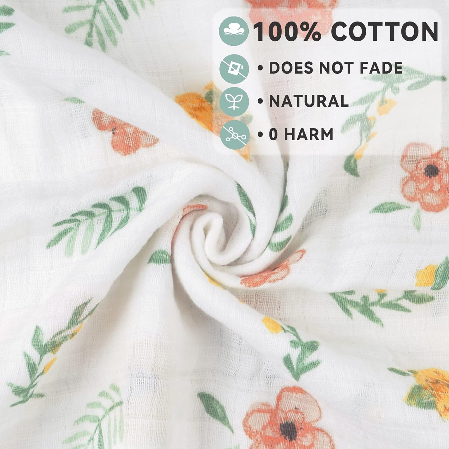Viviland Muslin Swaddle Blanket 4 Pack 47x47In