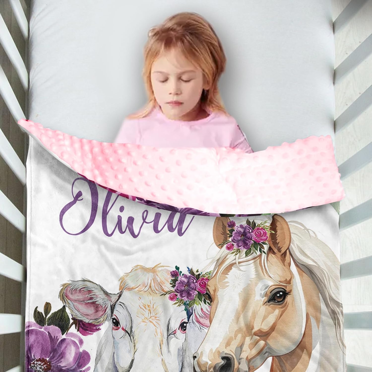 Custom Baby Blanket with Name and Animals Design 1