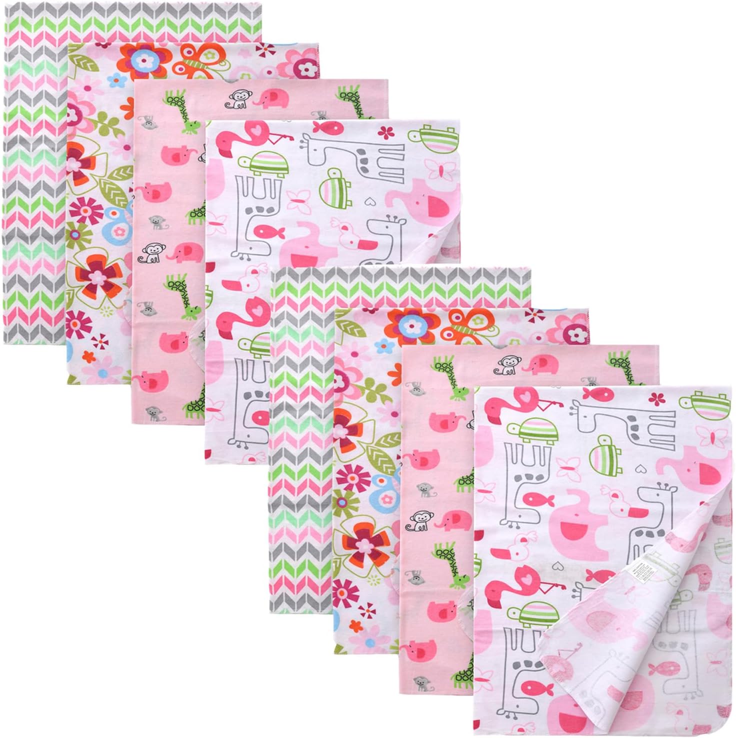 Waoot Kdet 8 Pack Flannel Receiving Blankets for Baby