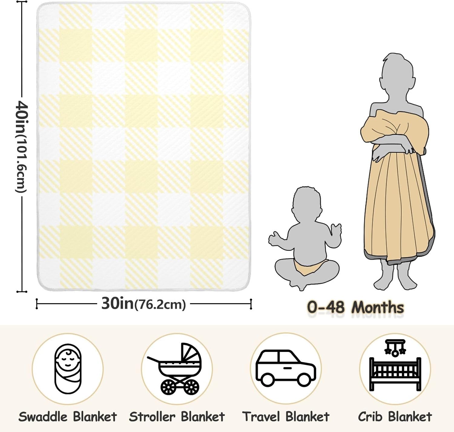 Sinestour Black Buffalo Plaid Baby Blanket