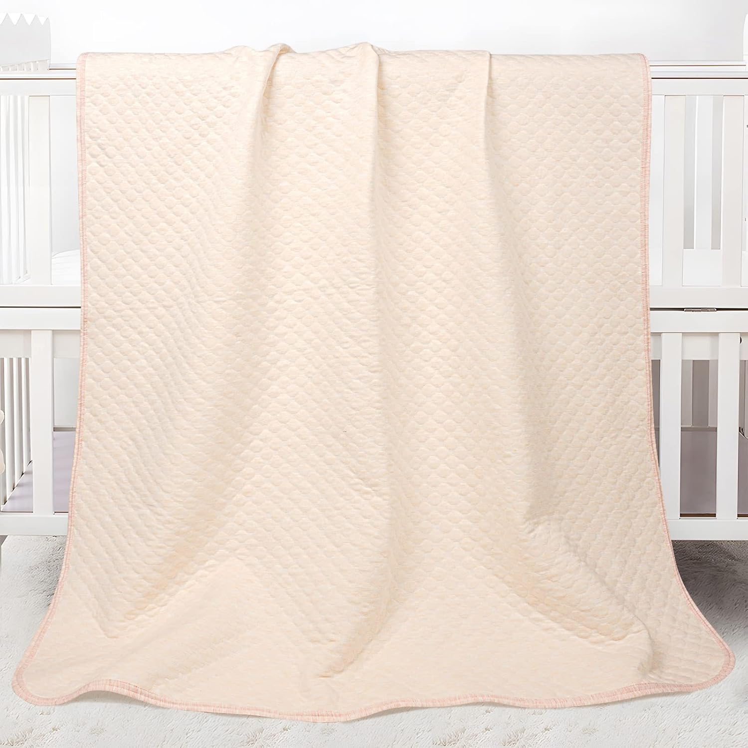 Zenssia Organic Cotton Baby Blanket - Light Orange 39x47