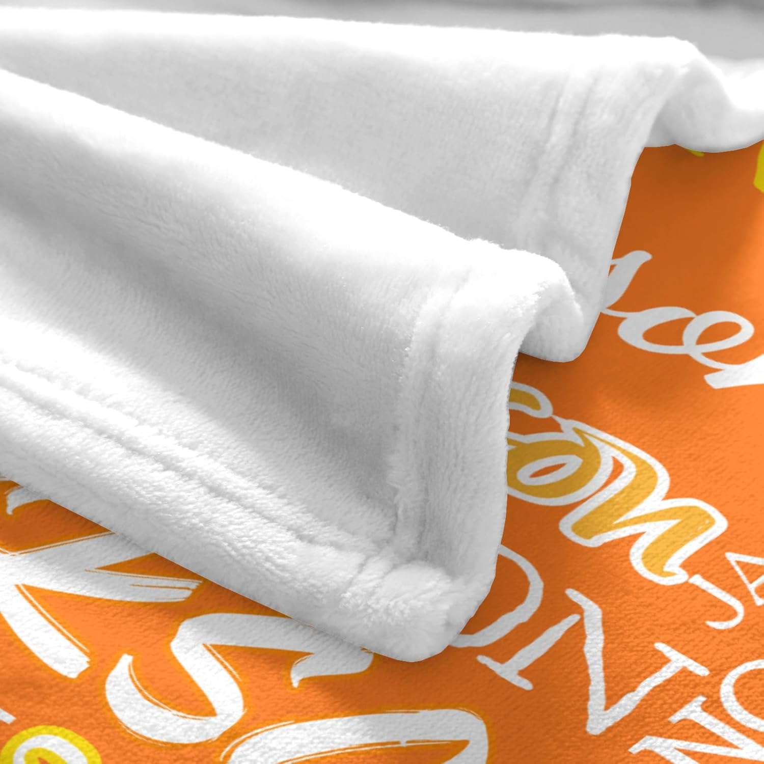 Deven Name Text Orange Baby Blanket - Custom Soft Swaddle 30x40