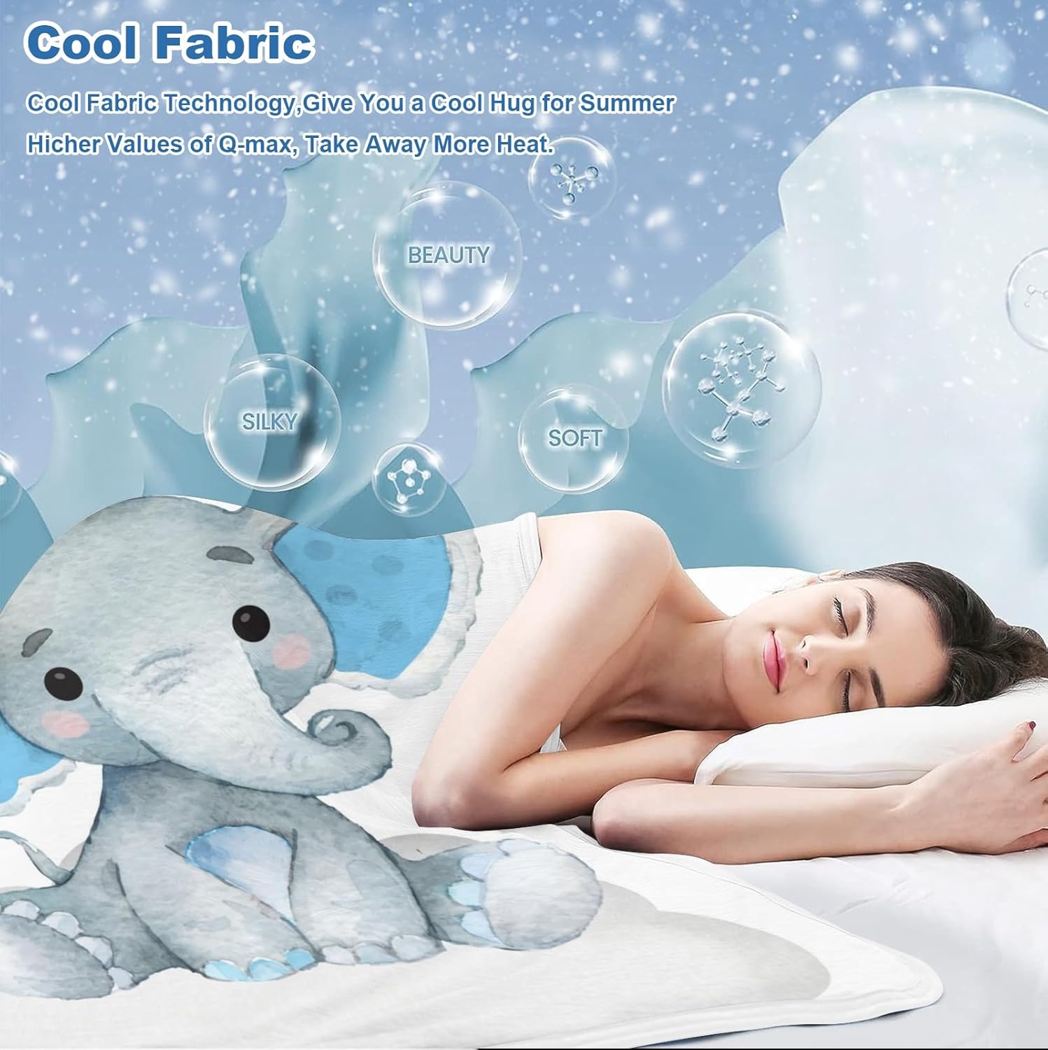 Deven Blue Elephant Cooling Blanket for Toddler