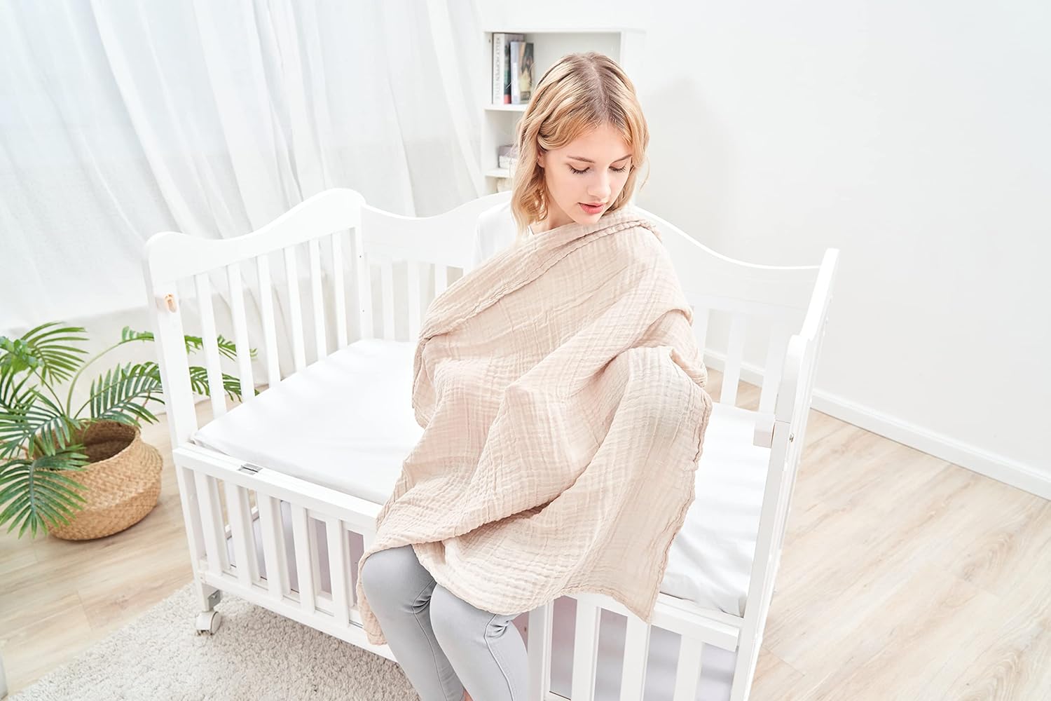 CottCare 4-Pack Breathable Muslin Swaddle Blankets for Baby