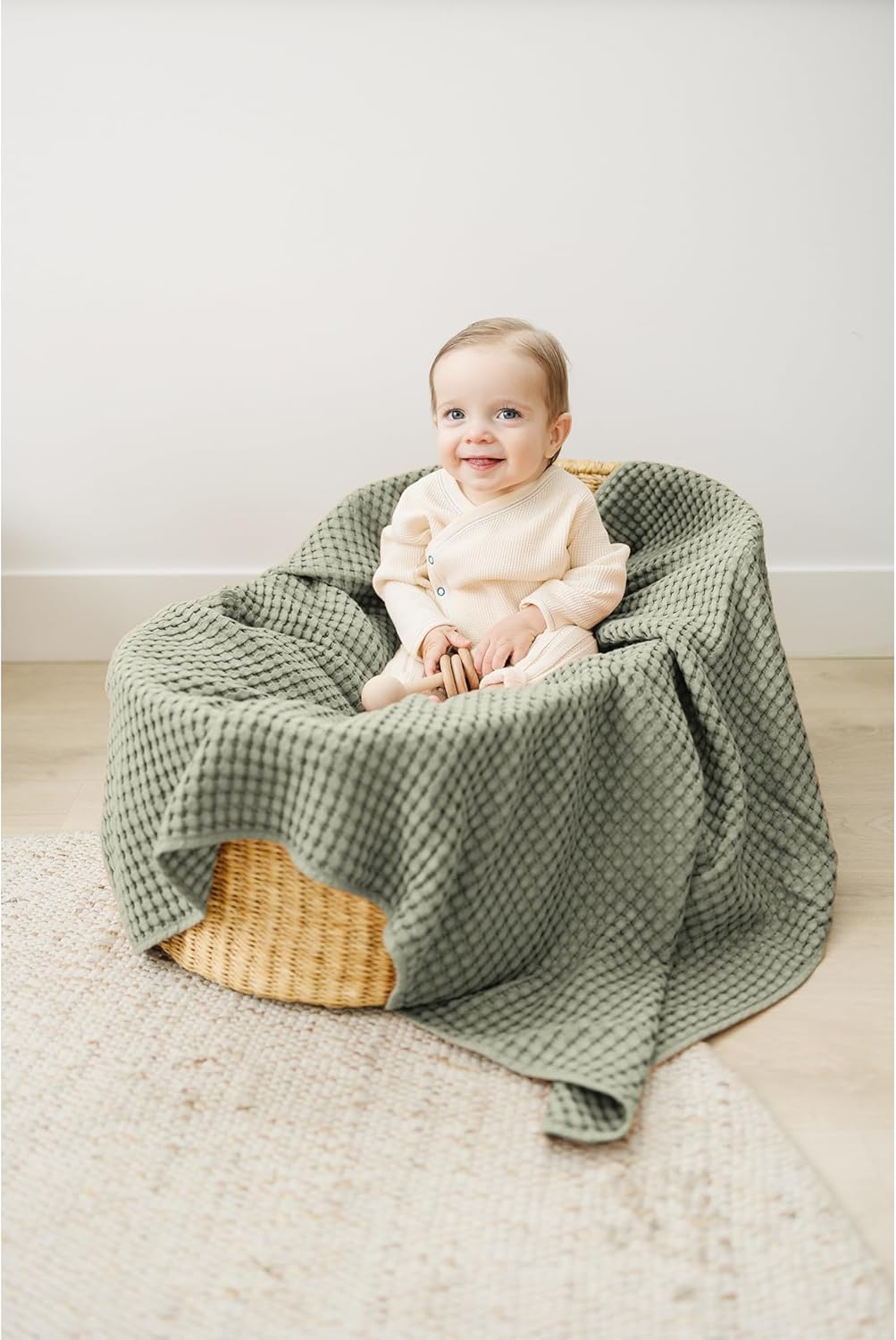 Konssy Waffle Baby Blanket - Soft Cozy Lightweight Swaddle for Boys Girls