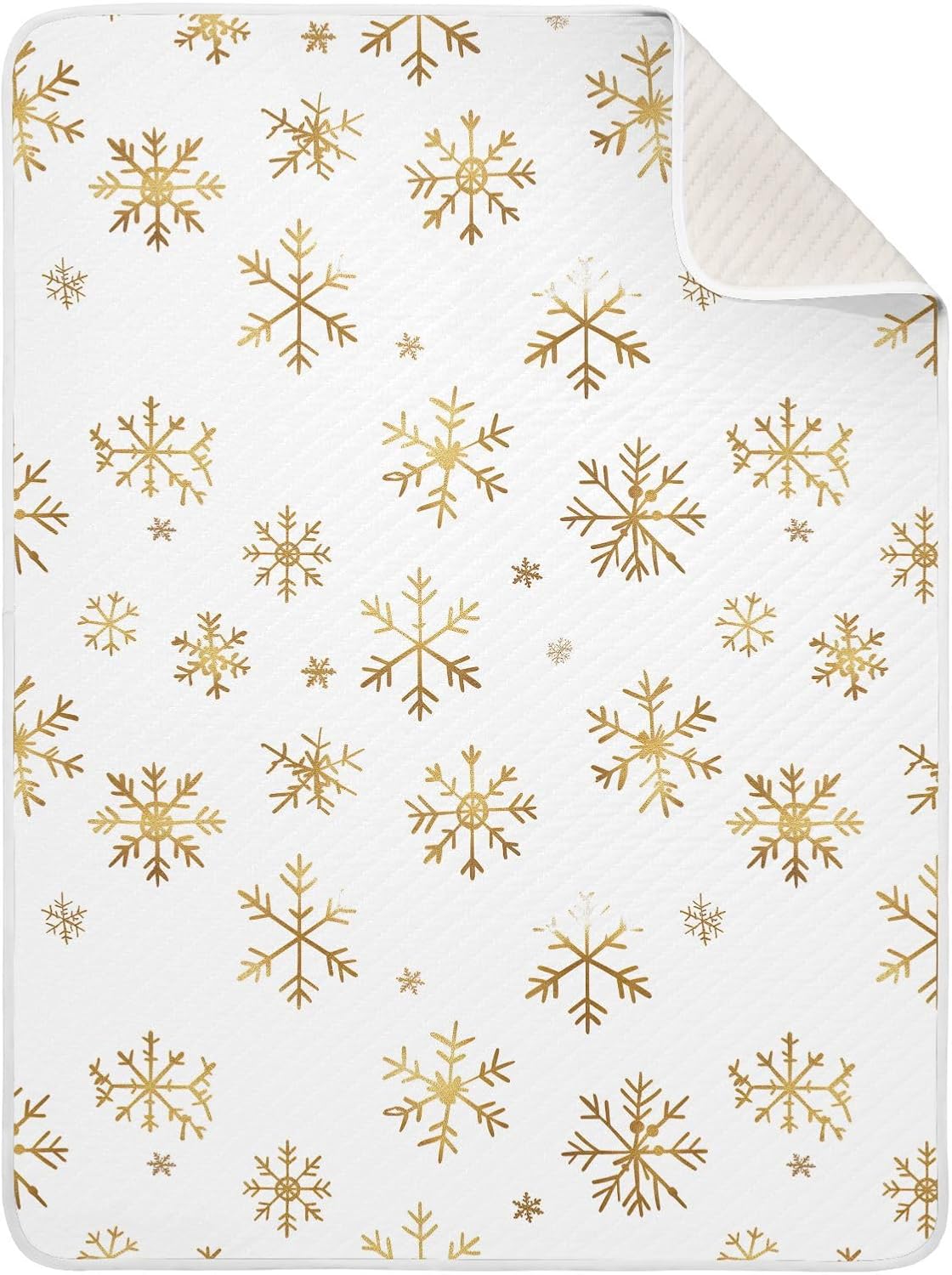 KJIZMO Gold Snowflake Baby Blanket 30x40 1