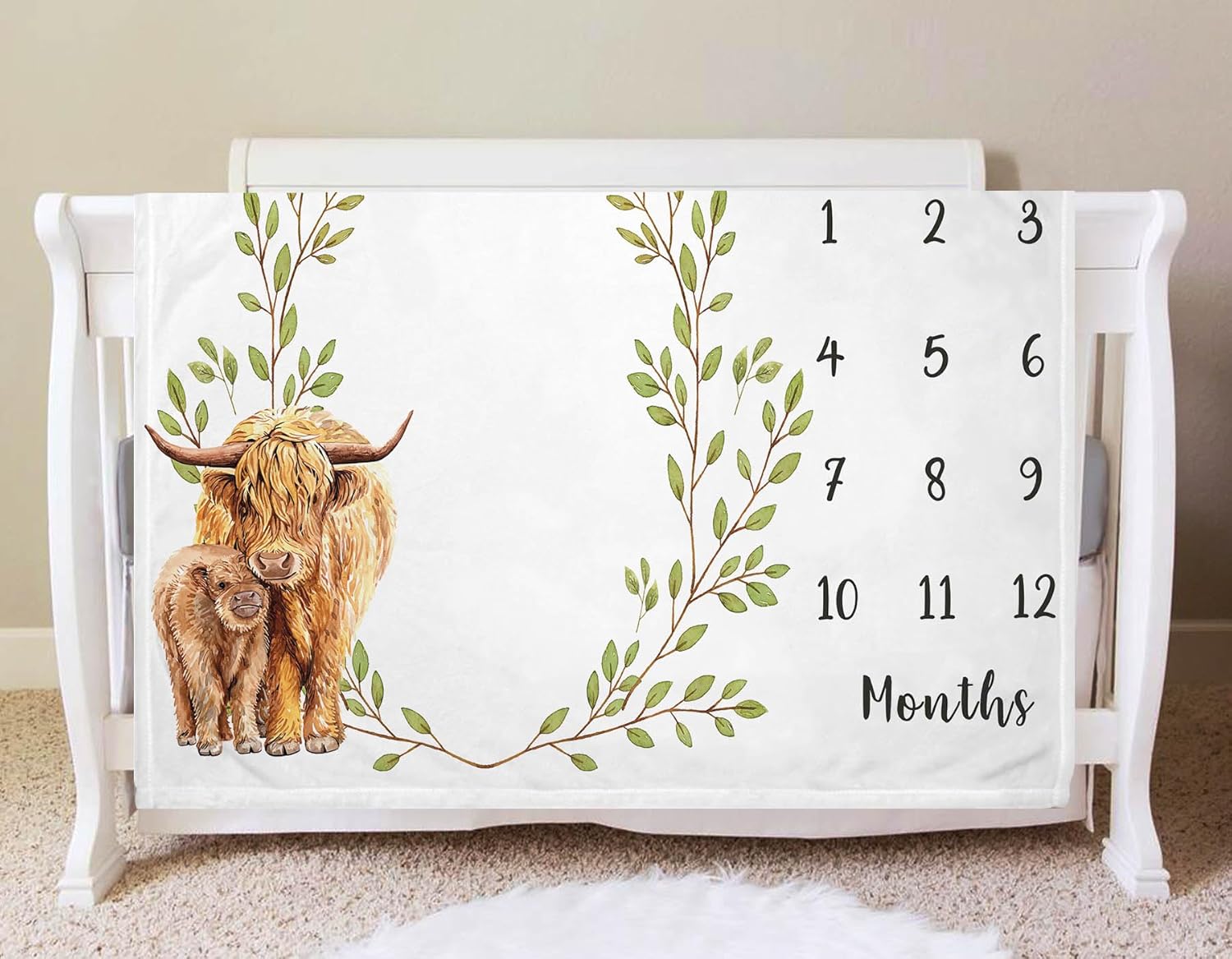 Yuzioey Highland Cow Milestone Blanket 50x40