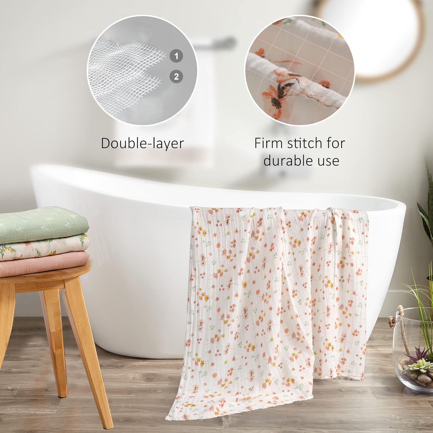 Viviland Muslin Swaddle Blanket 4 Pack 47x47In