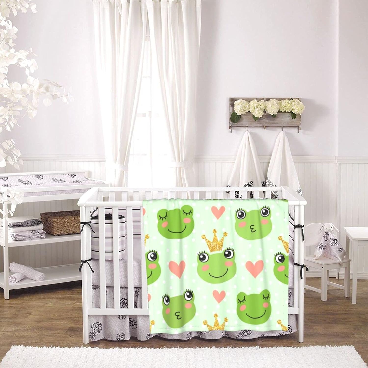 Duduho Cute Frogs Baby Blanket 30x40 Inch Soft Plush
