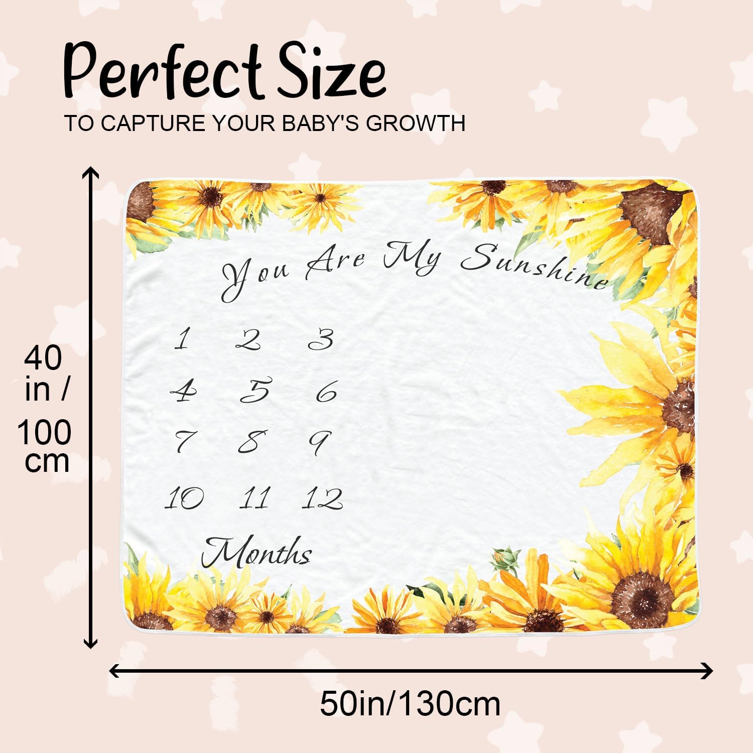 Soft Flannel Sunflower Monthly Blanket for Girls