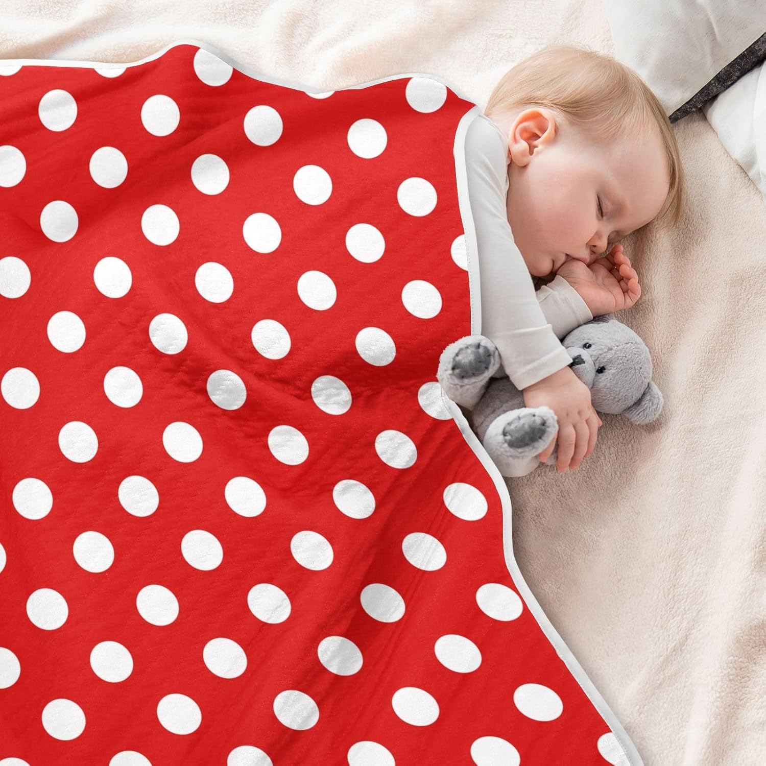Emelivor Polka Dot Baby Blanket for Girls Boys