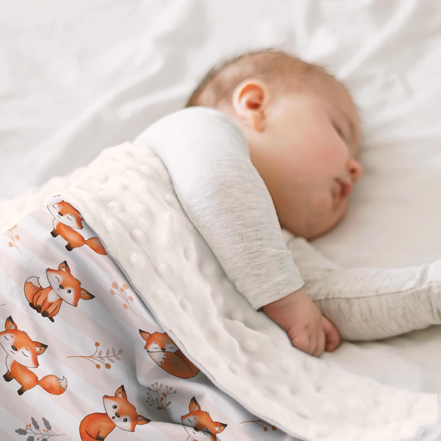 SANDJEST 30x40 Minky Blanket with Dotted Backing