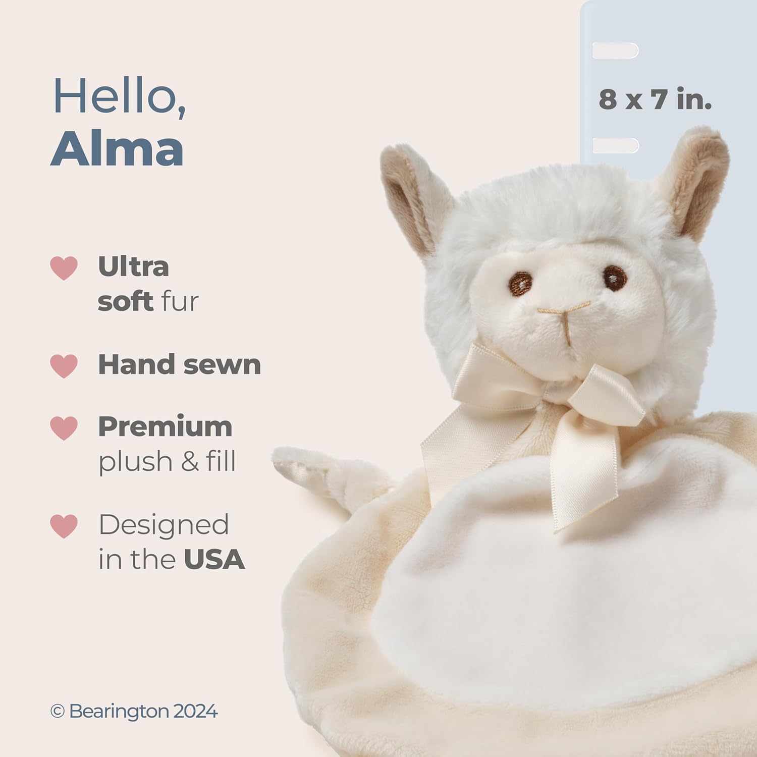Bearington Collection Llama Lovey Blanket - 8x7 in Snuggly Security Companion
