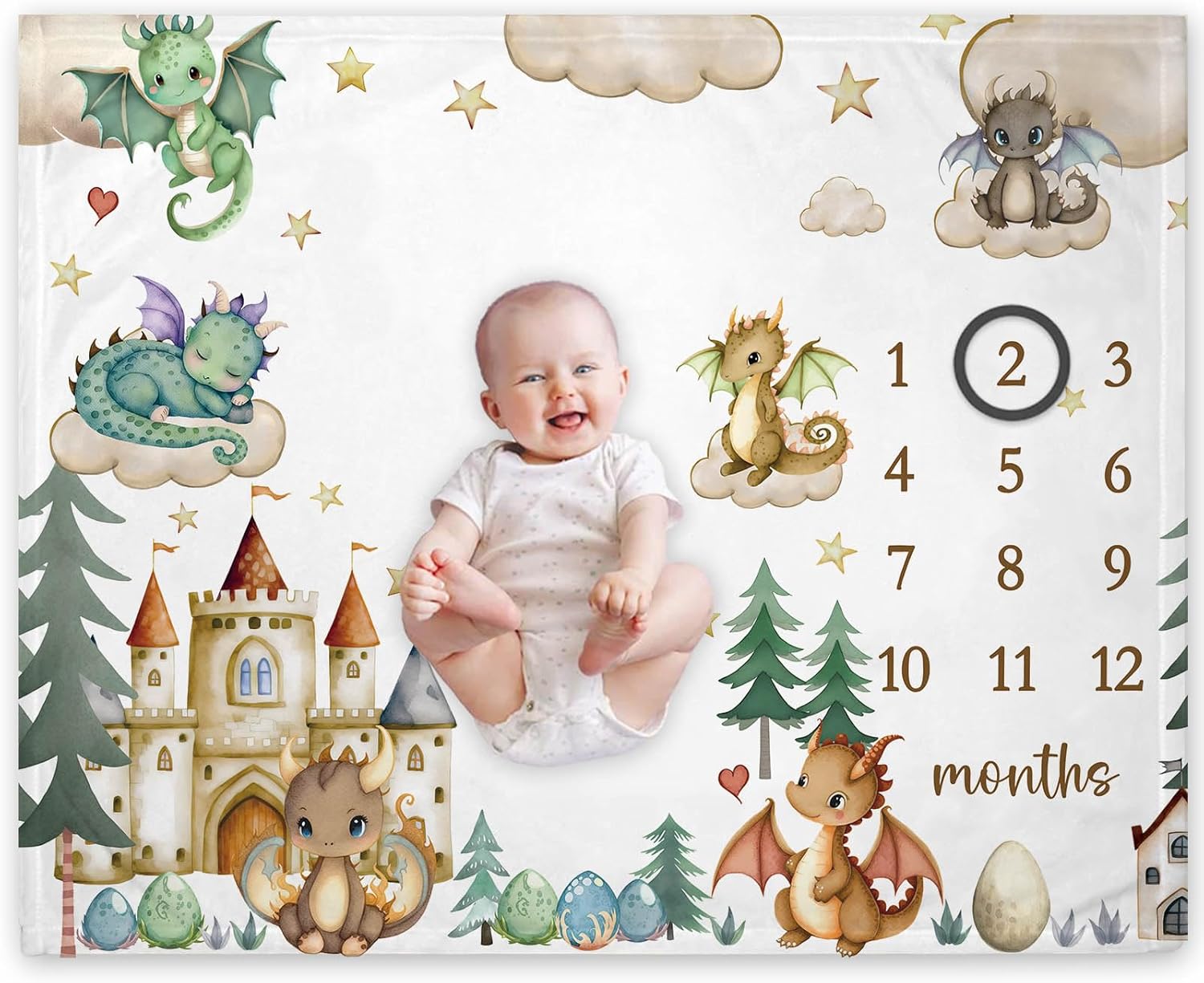 Yuzioey Boy Dragon Growth Tracking Blanket 50x40