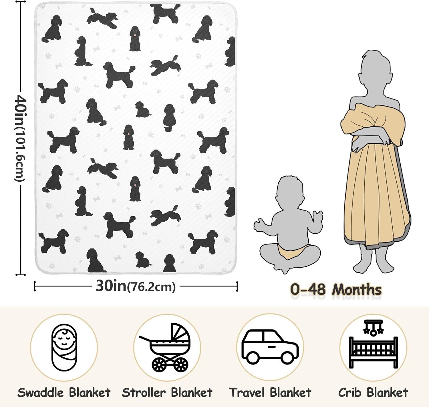 KICPOAY Medium Poodle Swaddle Blanket for Baby
