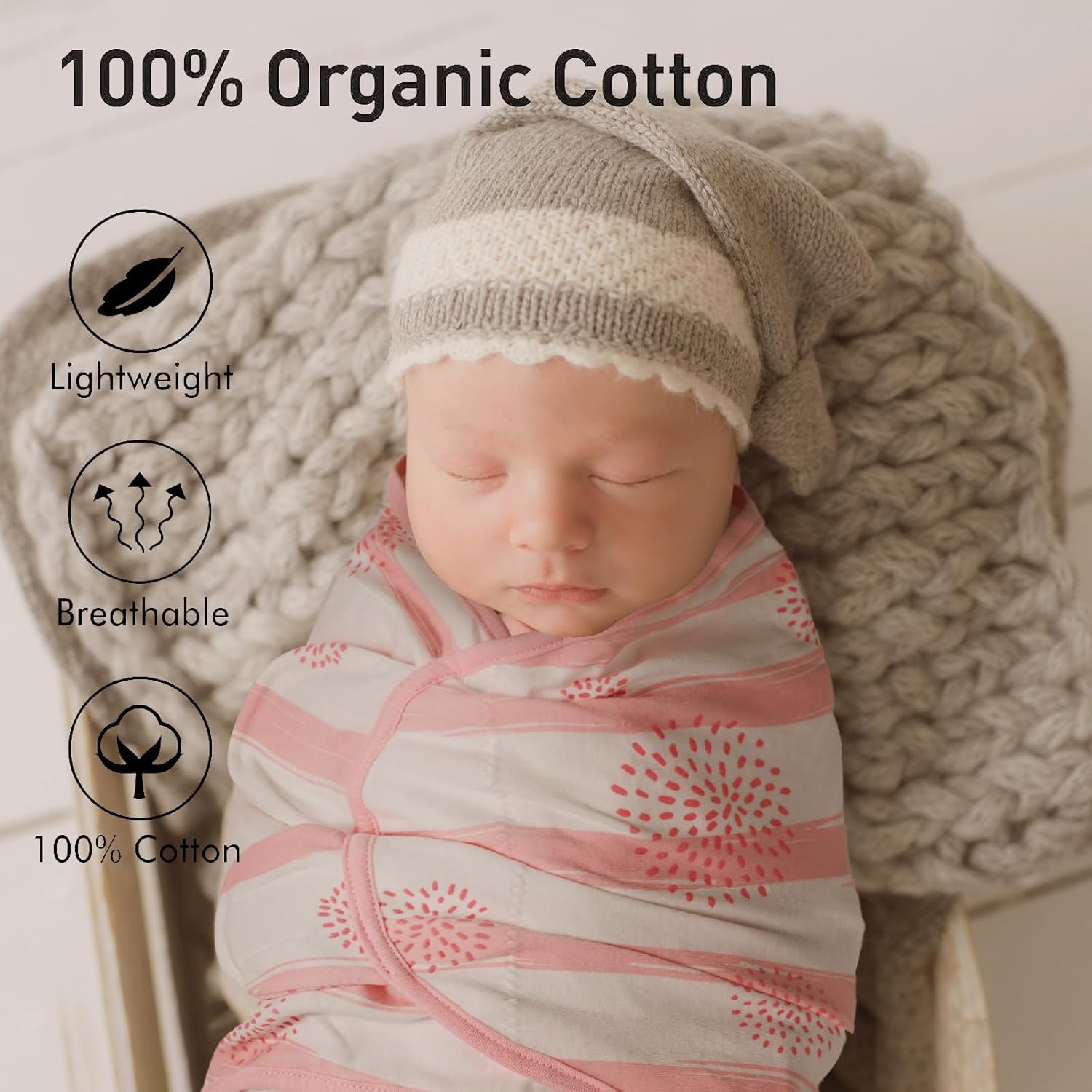 GLLQUEN BABY Swaddle Sack 3-Pack for Newborn 0-3 Months