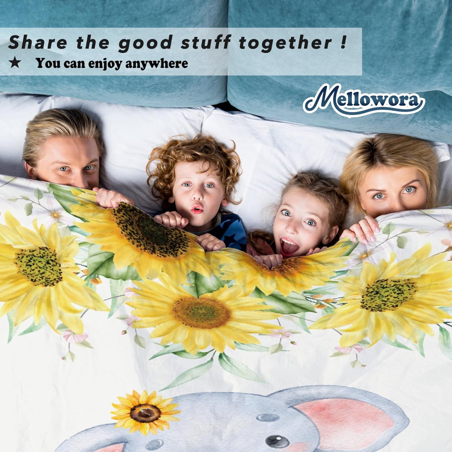 Custom Sunflower Elephant Blanket for Kids Flannel Personalized Baby Throw with Name