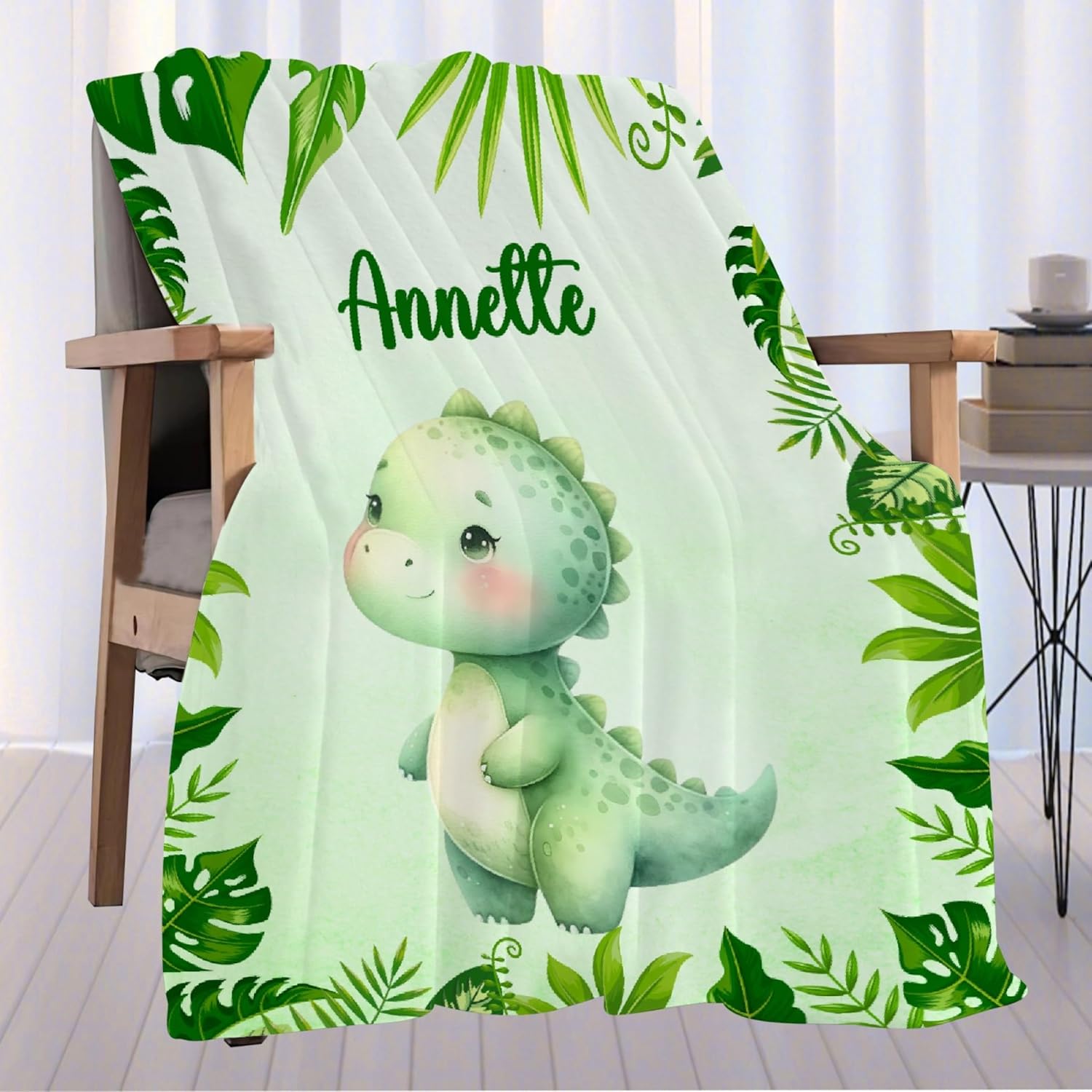 Aniruddha Custom Dinosaur Baby Name Blanket