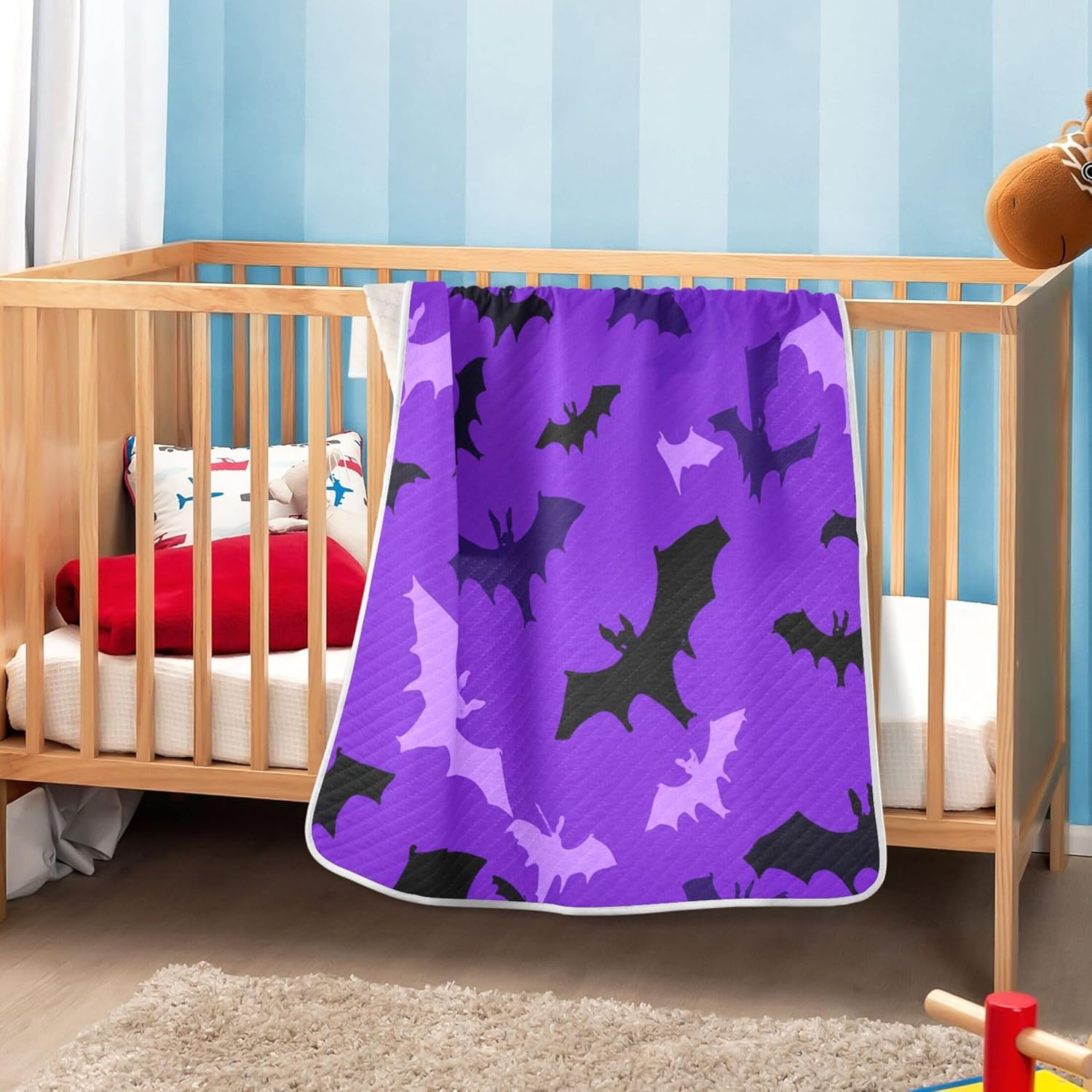 Burbuja Purple Black Bats Baby Blanket 30x40