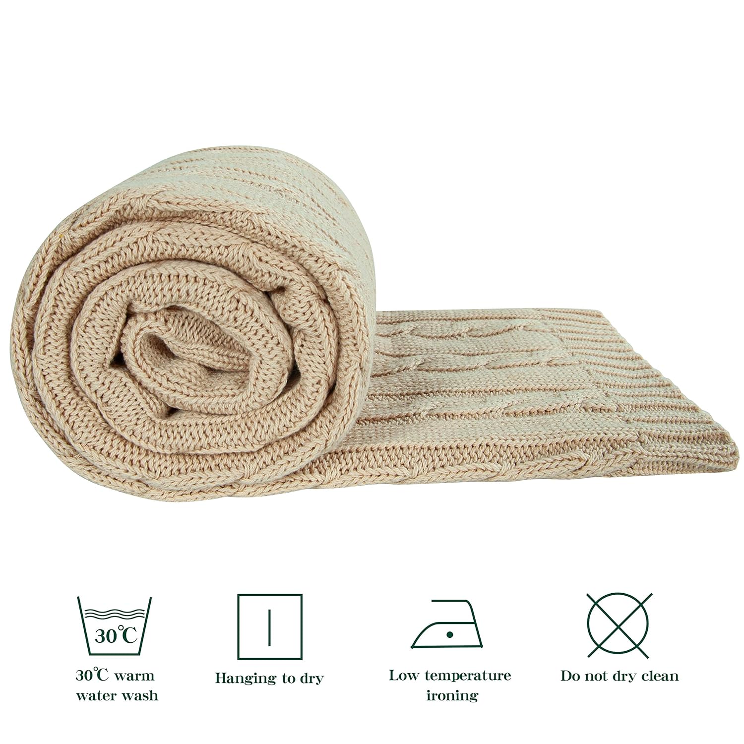 NTBAY 100 Pure Cotton Cable Knit Baby Blanket 30x40 Inches