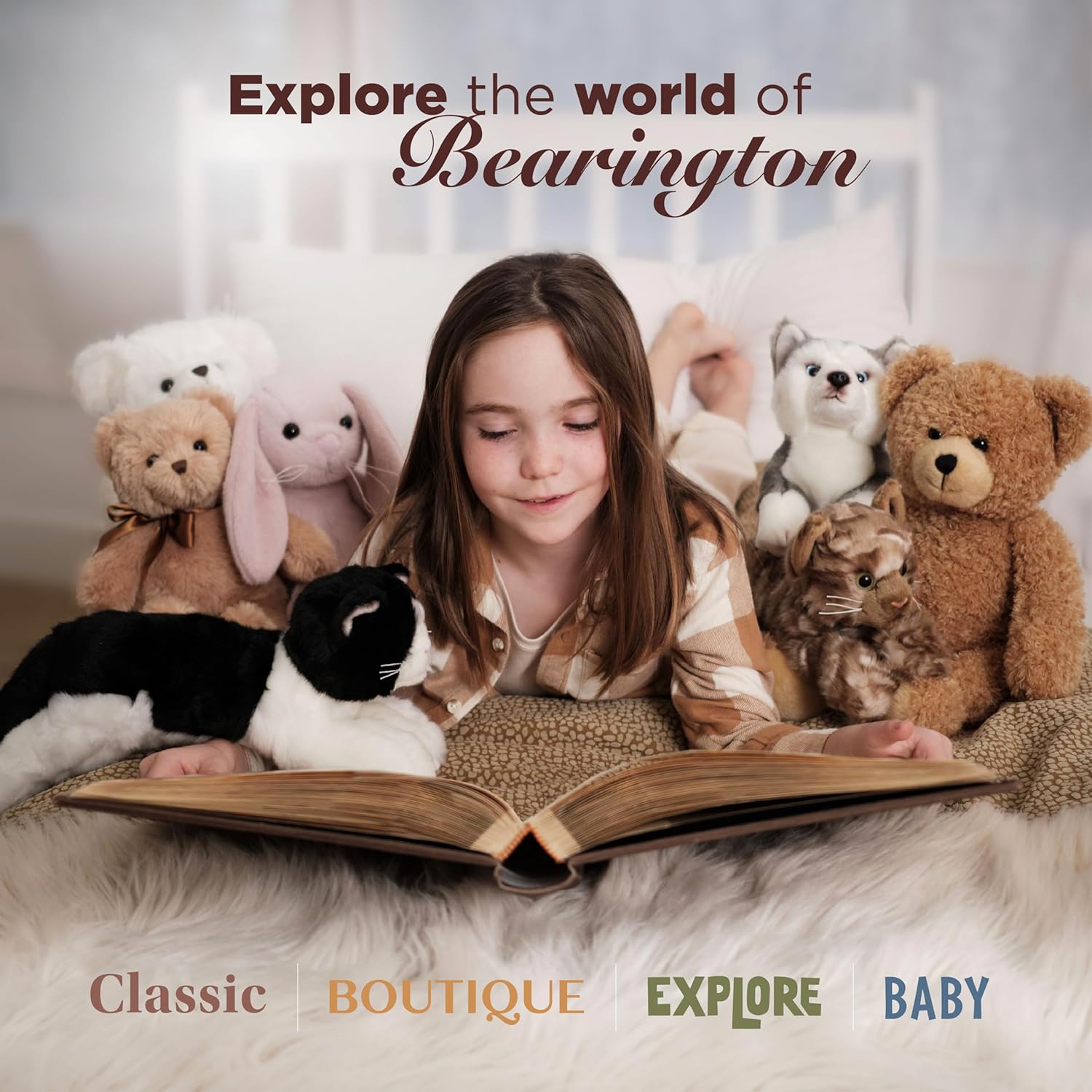 Bearington Baby Wee Lamby Lovey 8x7 Inch Security Blanket for Baby Girls