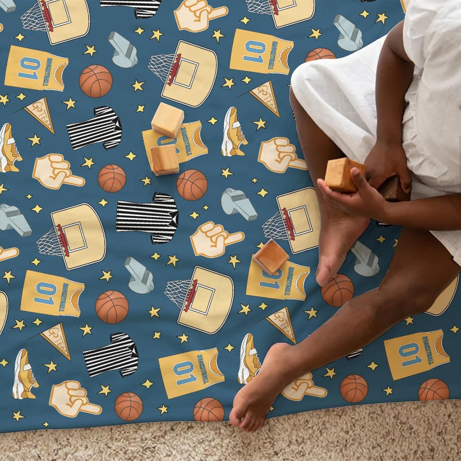 Ultra Soft Flannel Basketball Blanket for Kids and Babies