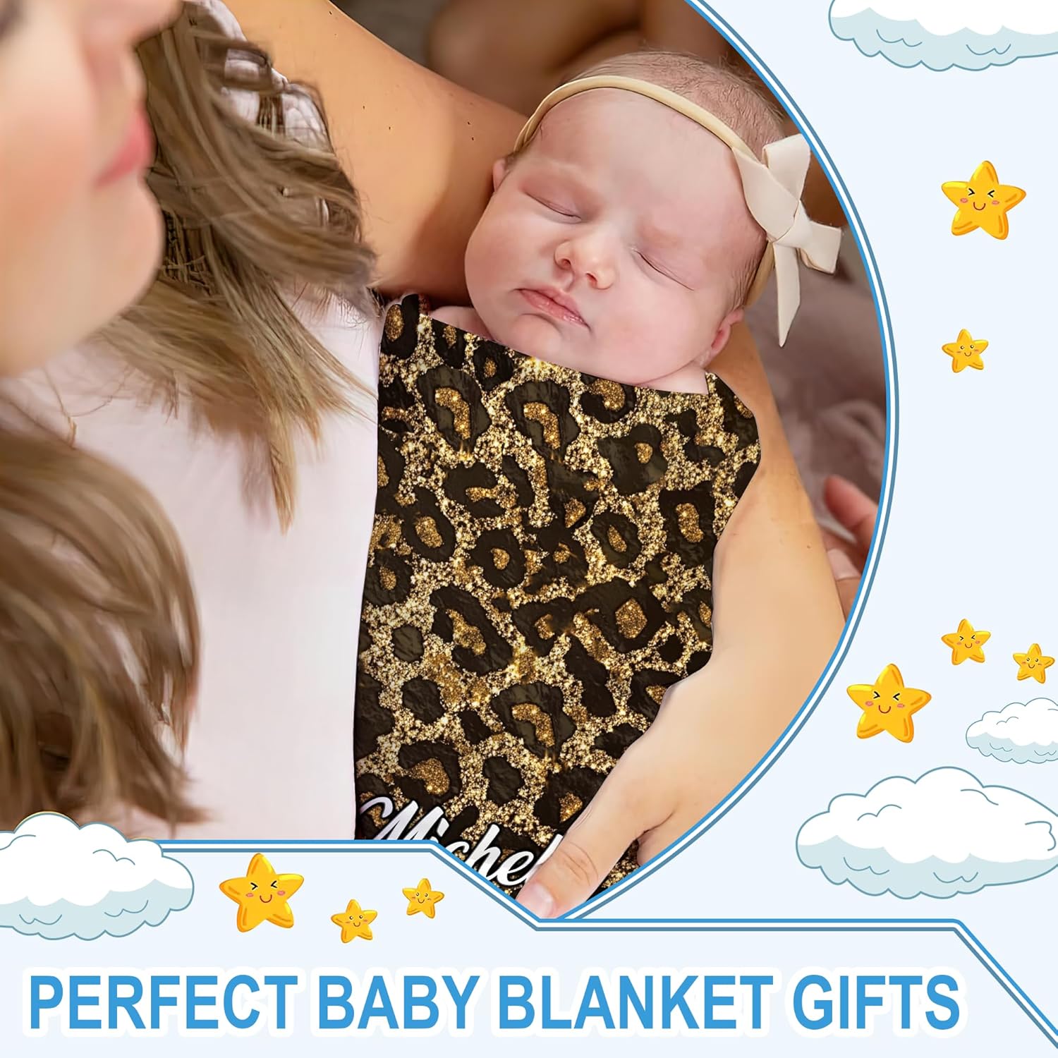 Hyturtle Personalized Leopard Baby Blanket - Cozy Cheetah Print Swaddle for Newborns