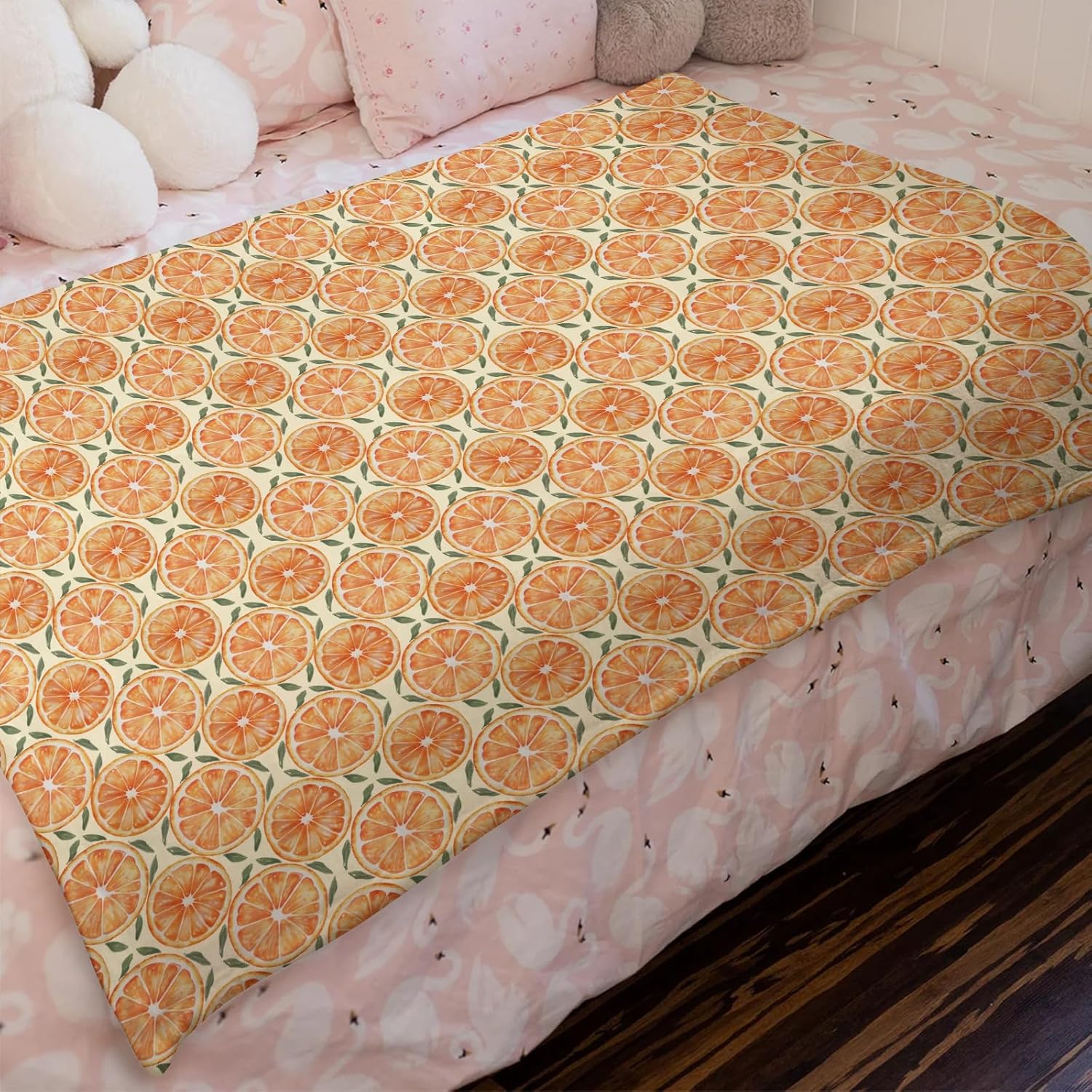 Cute Orange Flannel Baby Blanket for Nursery and Toddler