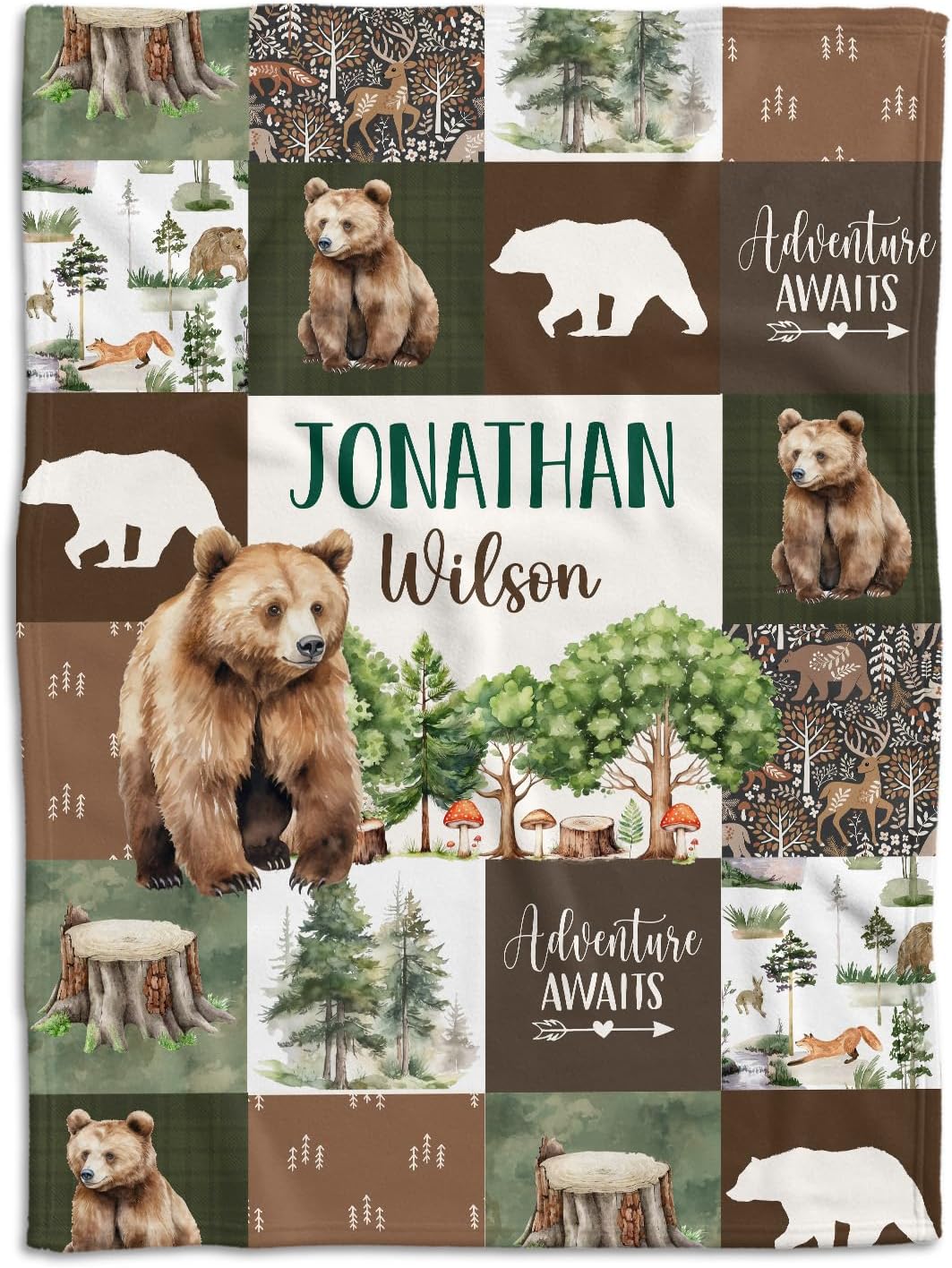 Personalized Woodland Baby Blanket with Custom Name 1