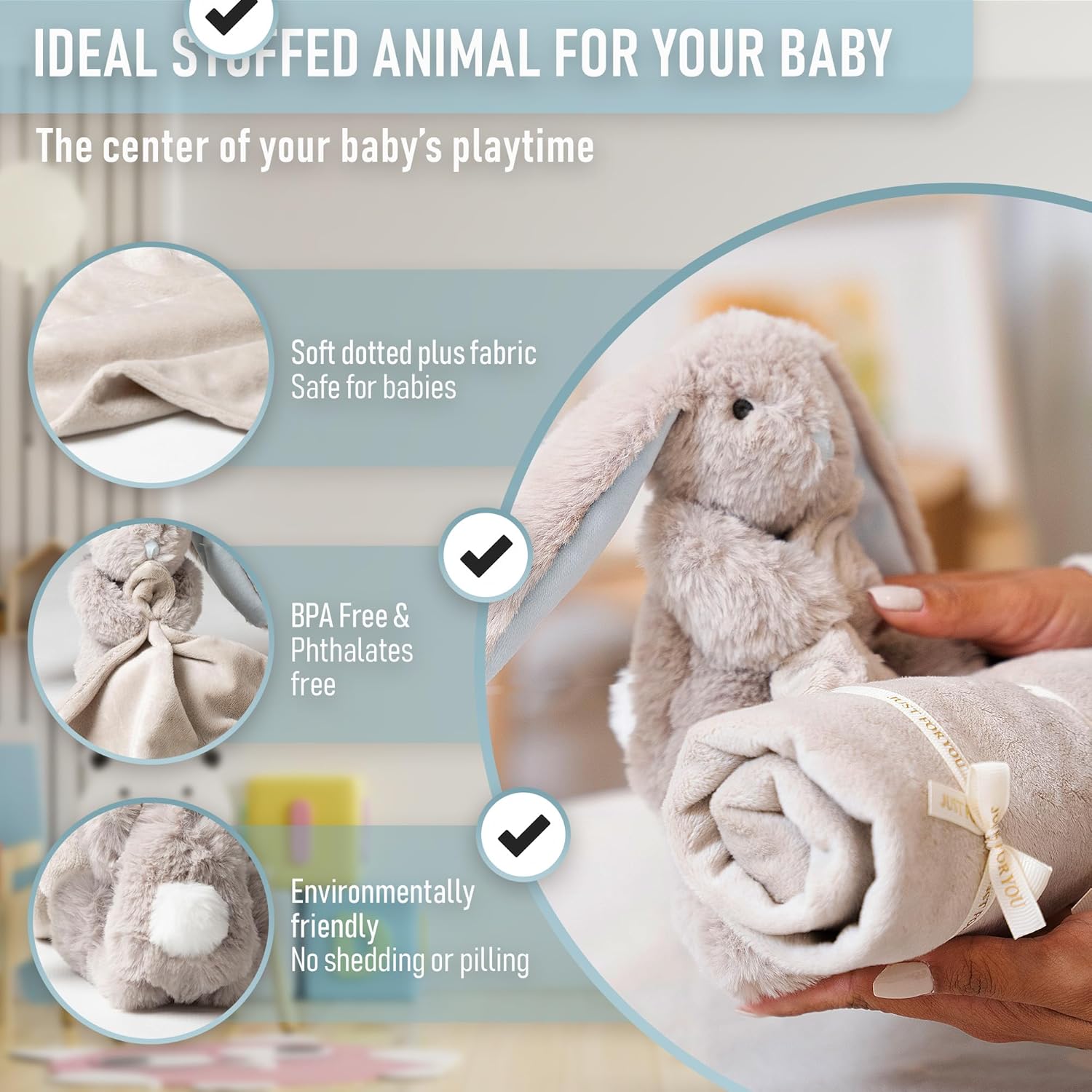 Baby Bunny Lovey Security Blanket for Newborns and Toddlers
