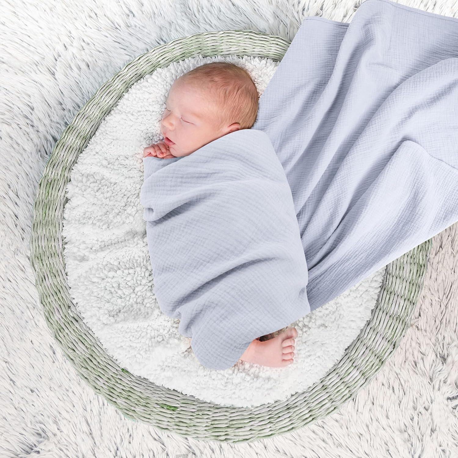 Susurration Muslin Swaddle Blanket 100 Cotton 40x40in 2Pack Navy Blue