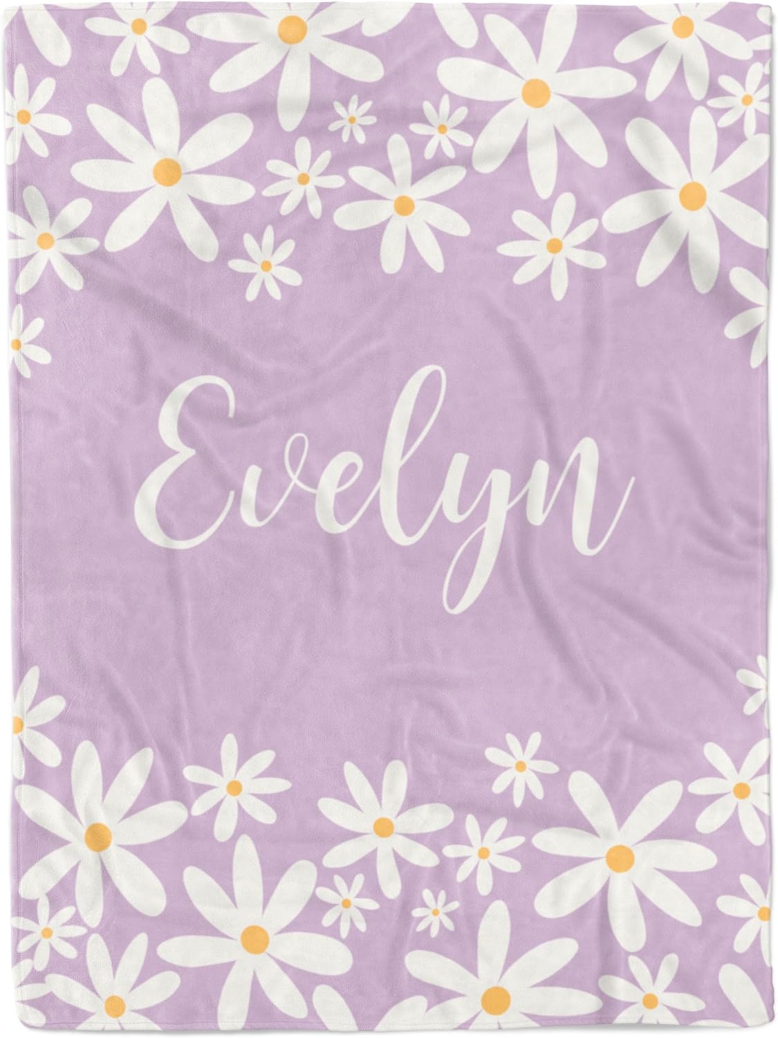 Personalized Baby Girl Blanket with Daisies Purple 30 x 40
