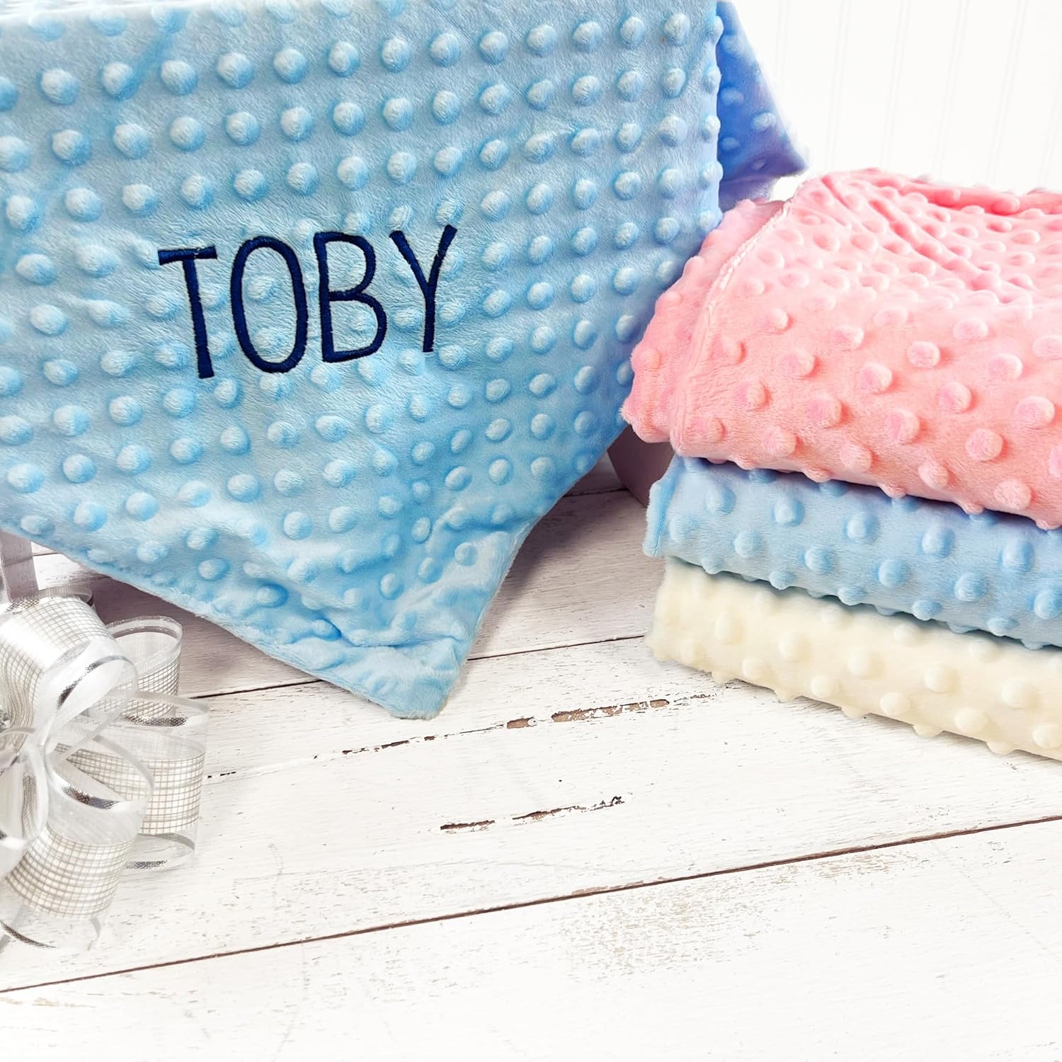 Threadart Personalized Embroidery Minky Blanket for Baby